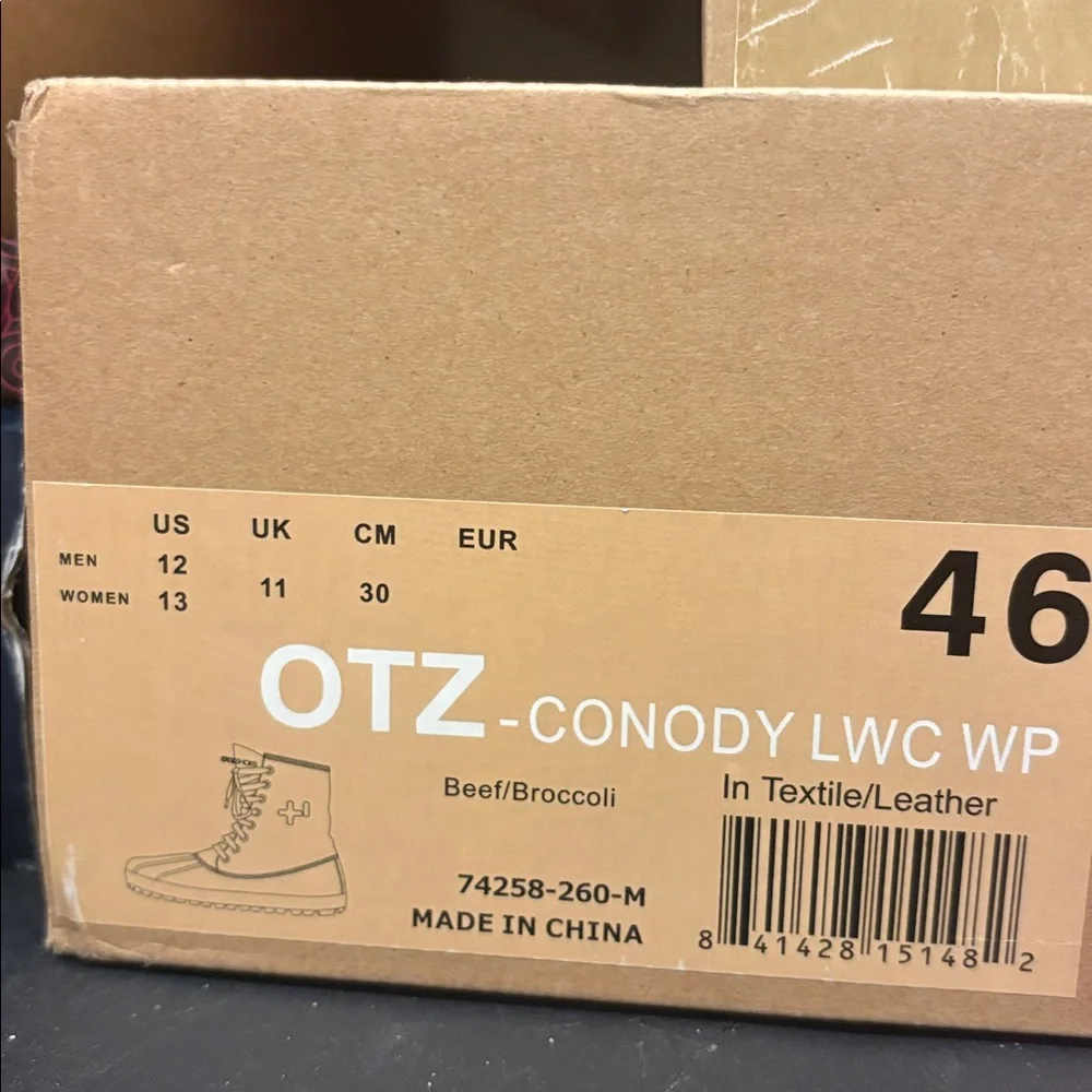 OTZ Conody Leather Lace Up Boots In Beef/Broccoli